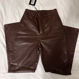Nwt brown crop faux leather pants size US2